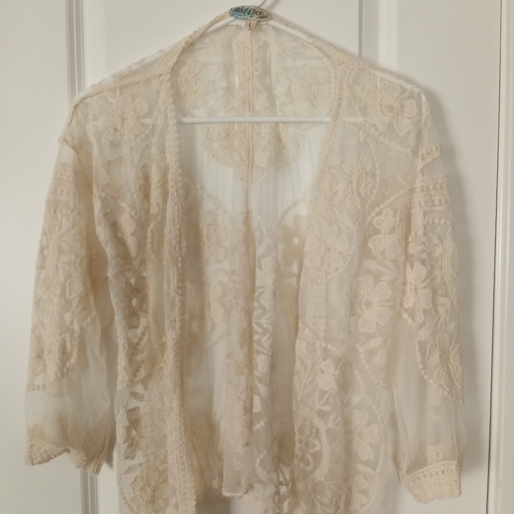Lace open front top